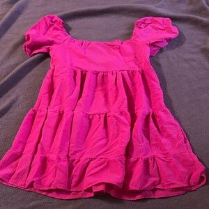 Pink Dress with Puff Sleeves